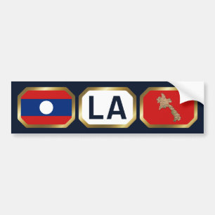 Laos flagga kartkod dekal