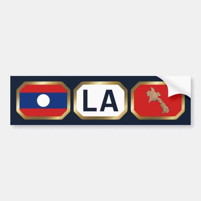 Laos flagga kartkod dekal (Framsidan)