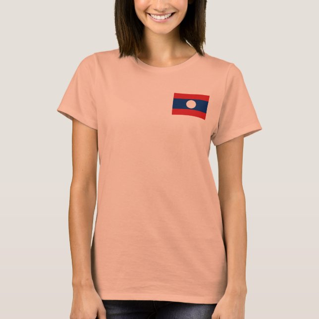 Laos Flagga + Karttröja Tee Shirt (Framsida)