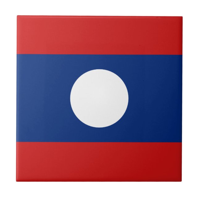 Laos Flagga Keramisk Platta Kakelplatta (Framsidan)