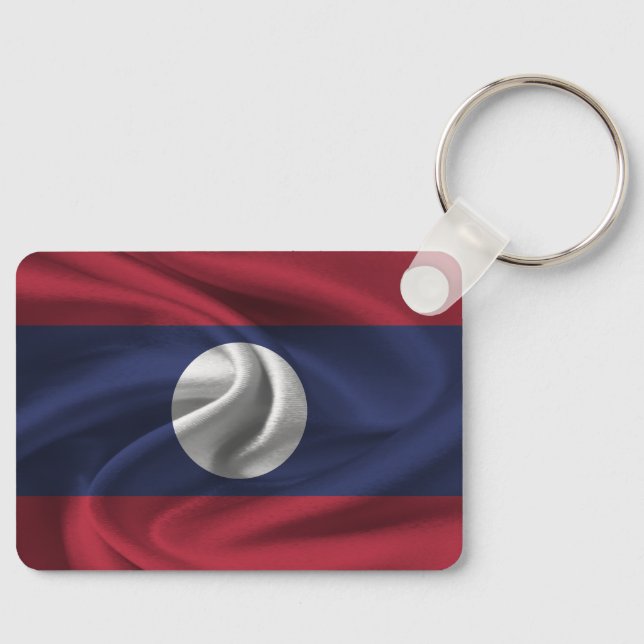 Laos Flagga Keychain Nyckelring (Framsida)
