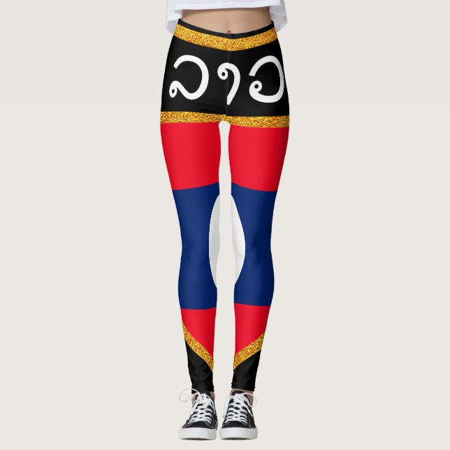 Laos flagga leggings (Framsida)