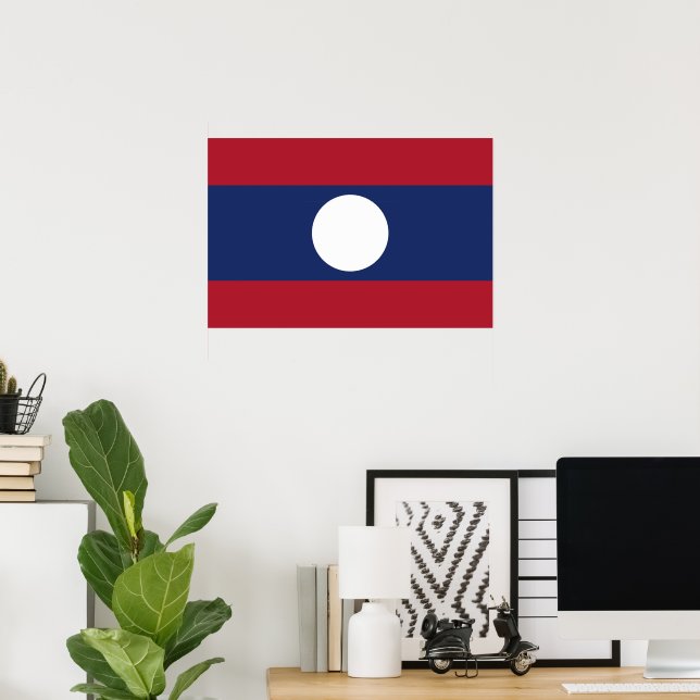 Laos flagga poster (Hemmakontoret)