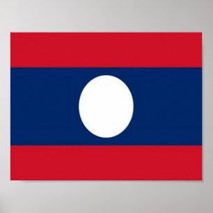 Laos - Flagga - Poster