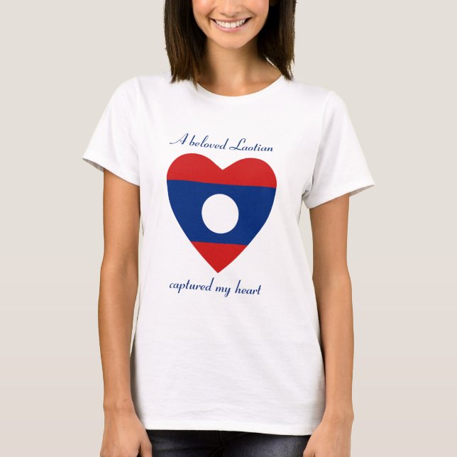 Laos Flagga Raring T-Shirt (Framsida)