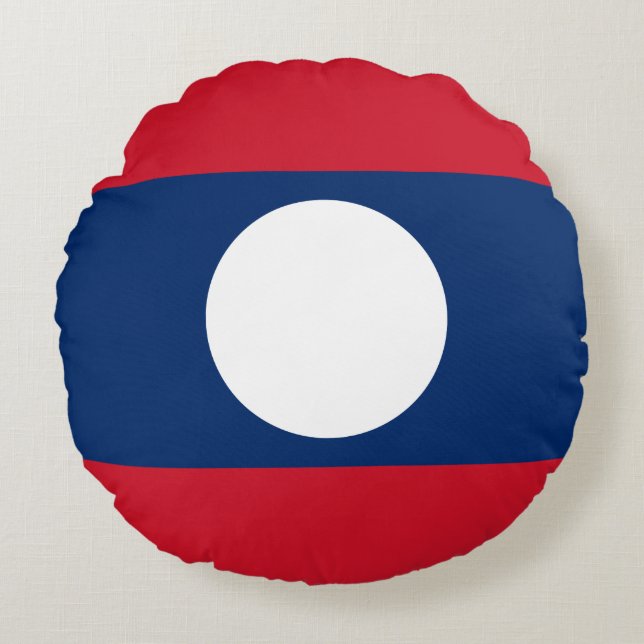 Laos Flagga Rund Kudde (Framsidan)
