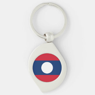 Laos flagga swirl silverfärgad nyckelring