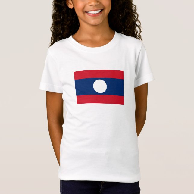 Laos Flagga T Shirt (Framsida)