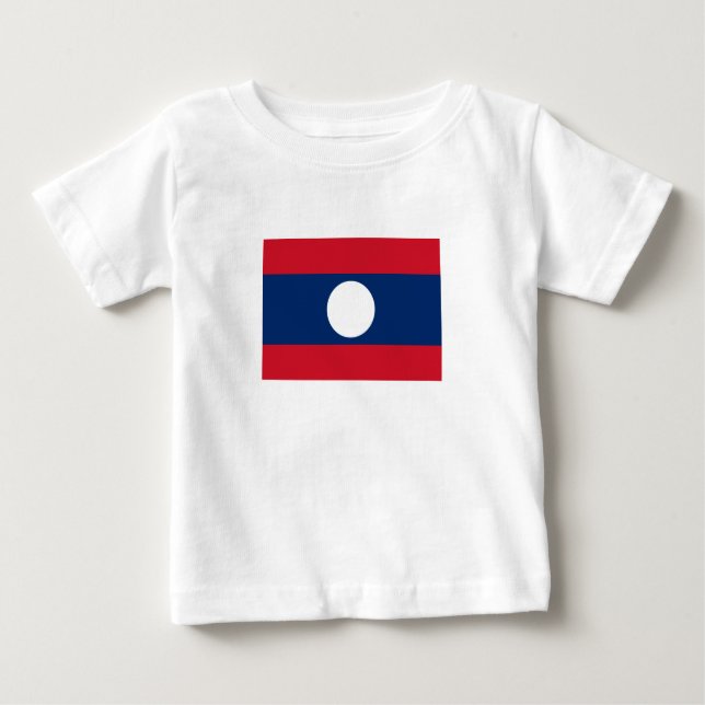 Laos Flagga T Shirt (Framsida)