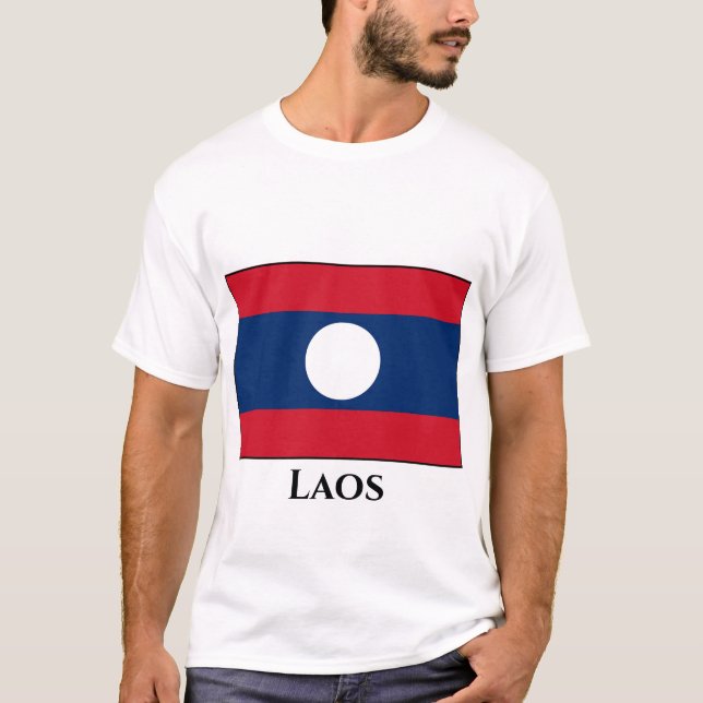 Laos Flagga T Shirt (Framsida)