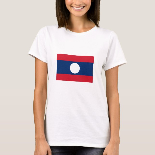Laos Flagga T Shirt (Framsida)