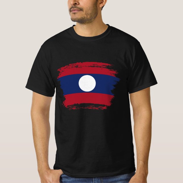 Laos flagga t shirt (Framsida)