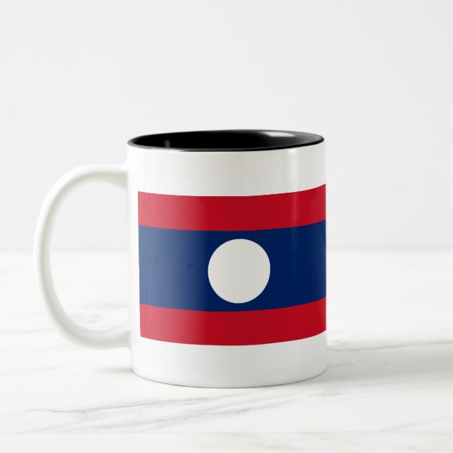 Laos Flagga Två-Tonad Mugg (Vänster)