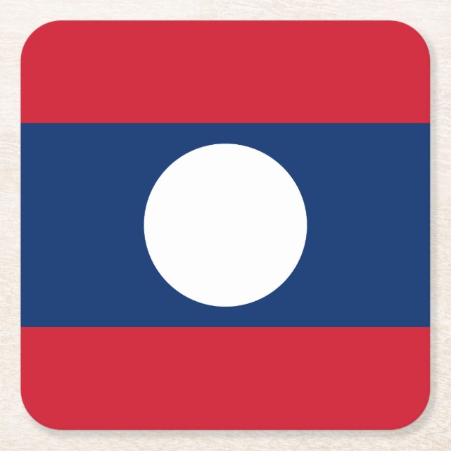 Laos Flagga Underlägg Papper Kvadrat (Framsidan)