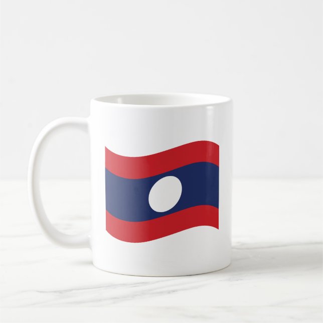 Laos flagga våg kaffemugg (Vänster)