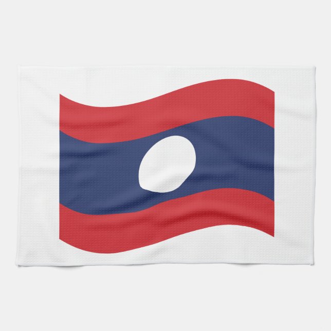 Laos Flagga Wave Kökshandduk (Horisontell)