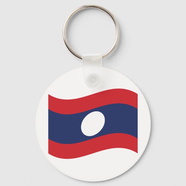 Laos Flagga Wave Nyckelring (Framsida)