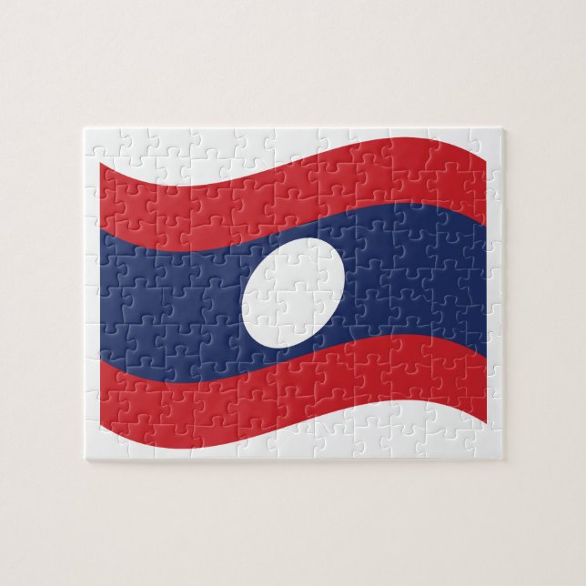 Laos Flagga Wave Pussel (Horisontell)