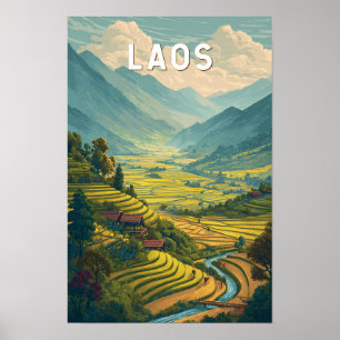 Laos Illustration Resa Konst Vintage Poster