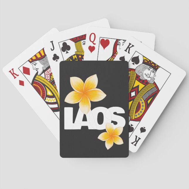 Laos kärlek Frangipani Blomma Vit och Svart Casinokort (Baksidan)