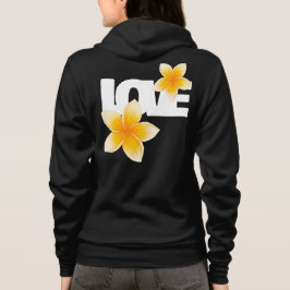Laos Kärlek Frangipani Blomma Vit på Svart T Shirt