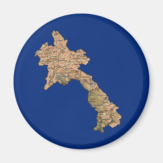 Laos Karta Magnet (Framsidan)