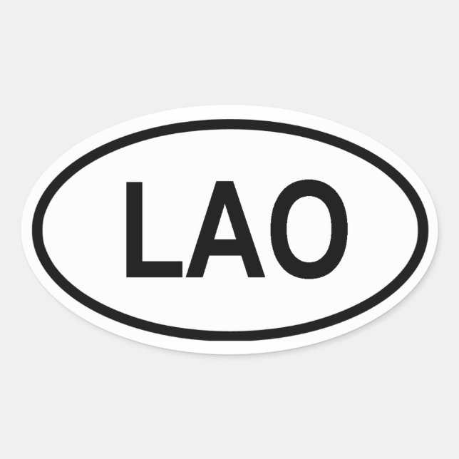 Laos "LAO" Ovalt Klistermärke (Framsida)