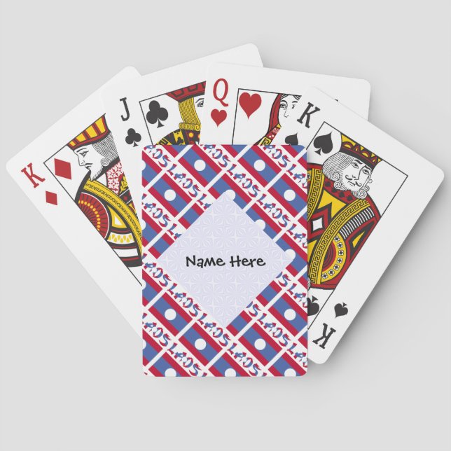 Laos Laotian Flagga Tiled Black Personalization Casinokort (Baksidan)