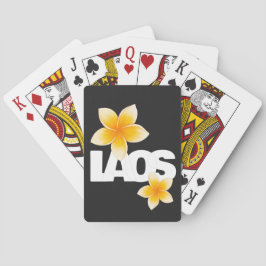 Laos Love Frangipani Flower White and Black Casinokort