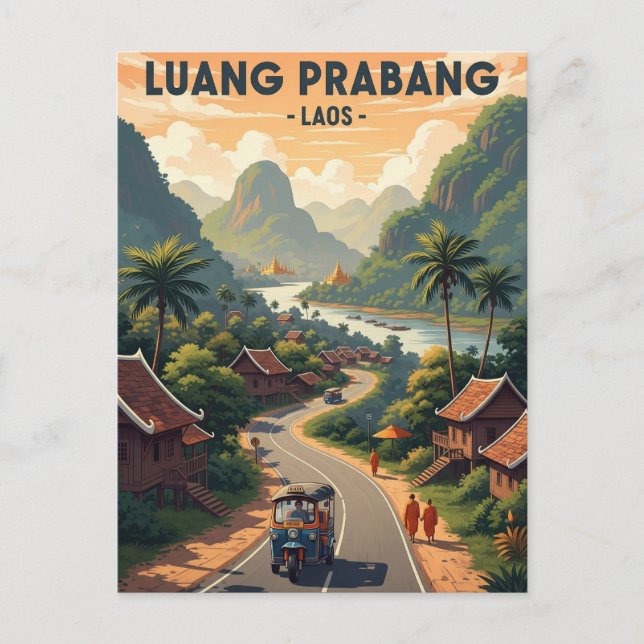 Laos Luang Prabang Travel Vykort (Framsida)