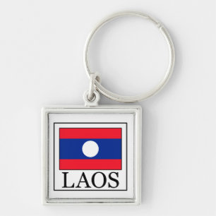 Laos-nyckelkedja Fyrkantig Silverfärgad Nyckelring