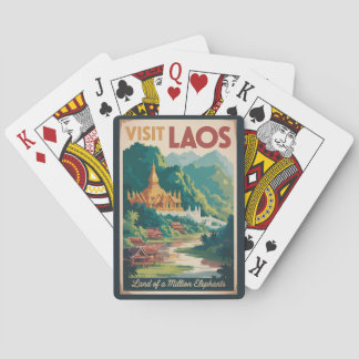 Laos Pha That Luang Illustration Travel Art Casinokort