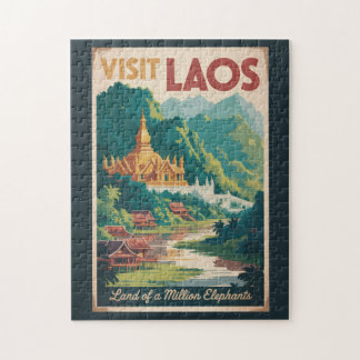 Laos Pha That Luang Illustration Travel Art Pussel