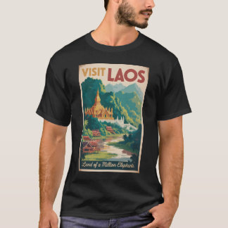 Laos Pha That Luang Illustration Travel Art T Shirt