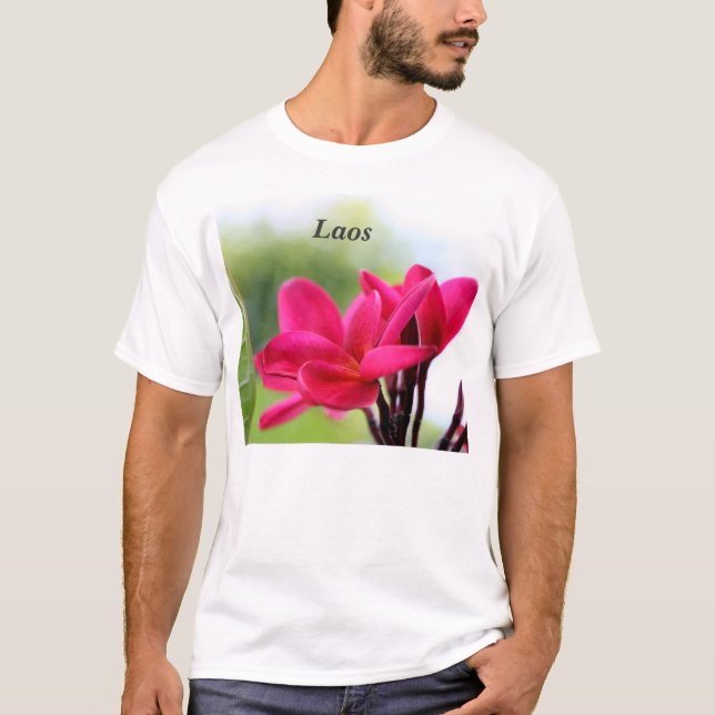 Laos Plumeria Tee Shirt (Framsida)