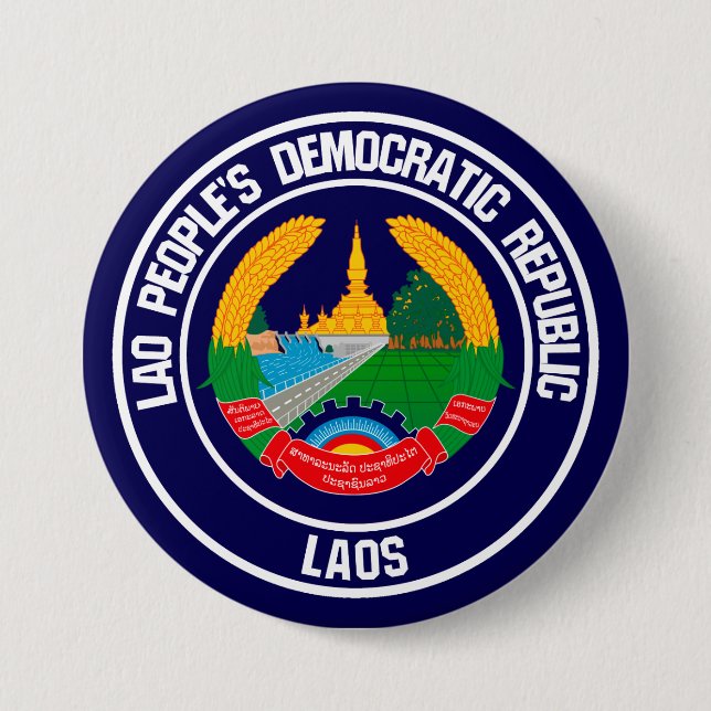 Laos Round Emblem Knapp (Framsida)
