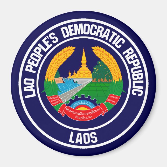 Laos Round Emblem Magnet (Framsidan)