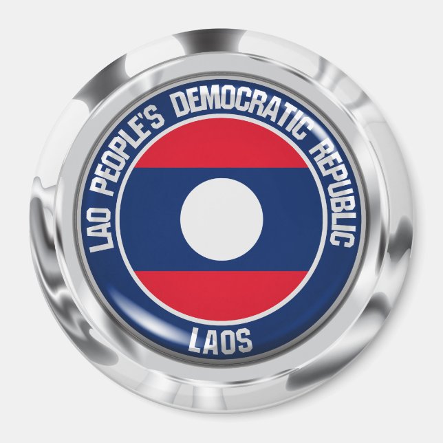Laos Round Emblem Magnet (Framsidan)