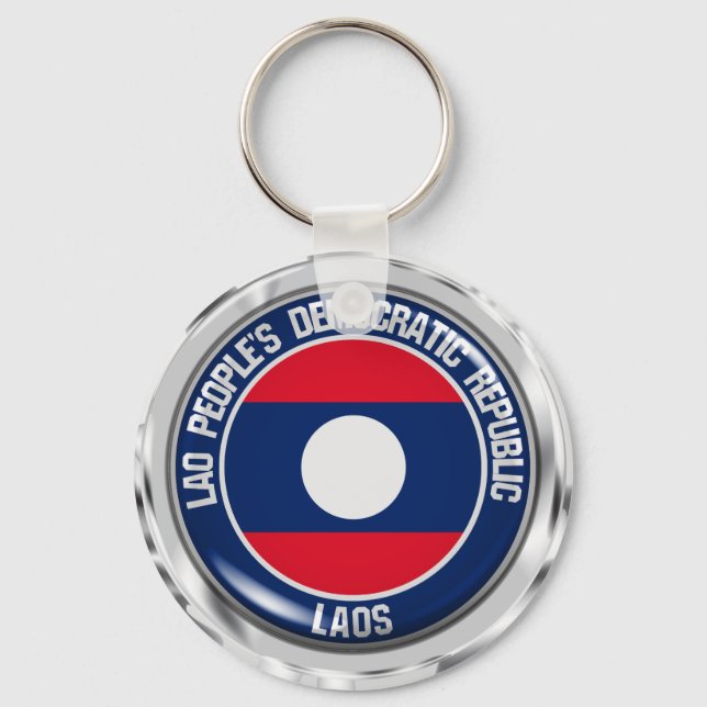 Laos Round Emblem Nyckelring (Framsida)