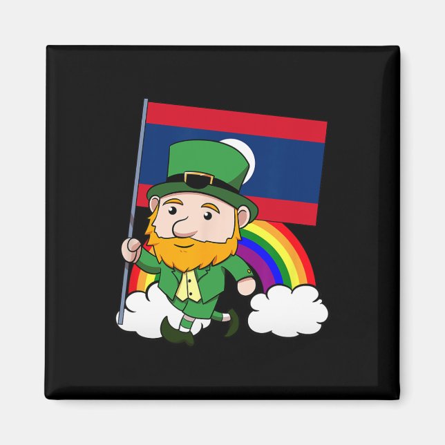 Laos Stolt Lao Laotisk Flagga St. Patriks Dag Lepr Magnet (Framsidan)