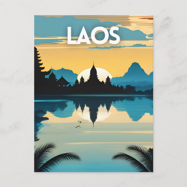 Laos Travel Art Poster Vykort (Framsida)