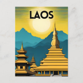 Laos Travel Art Vykort