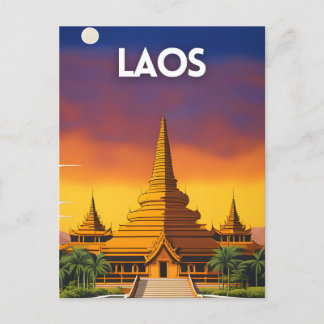 Laos Travel Poster Vykort