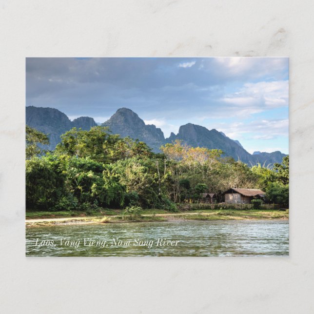 Laos, Vang Vieng, Nam Sång River Vykort (Framsida)