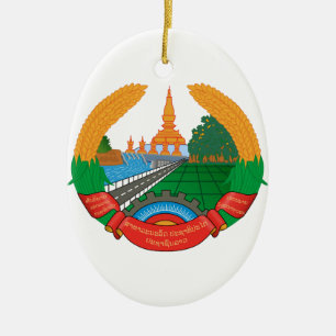Laos vapensköld julgransprydnad keramik