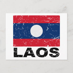 Laos Vintage Flagga Vykort