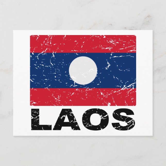Laos Vintage Flagga Vykort (Framsida)