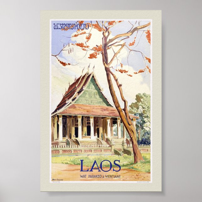Laos Vintage Resemålning Affisch (Framsidan)