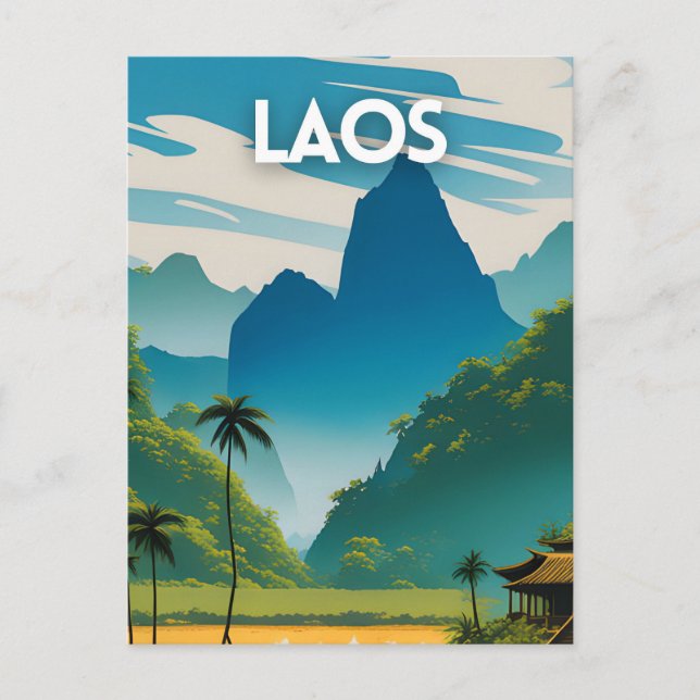 Laos Vintage resor Poster Vykort (Framsida)