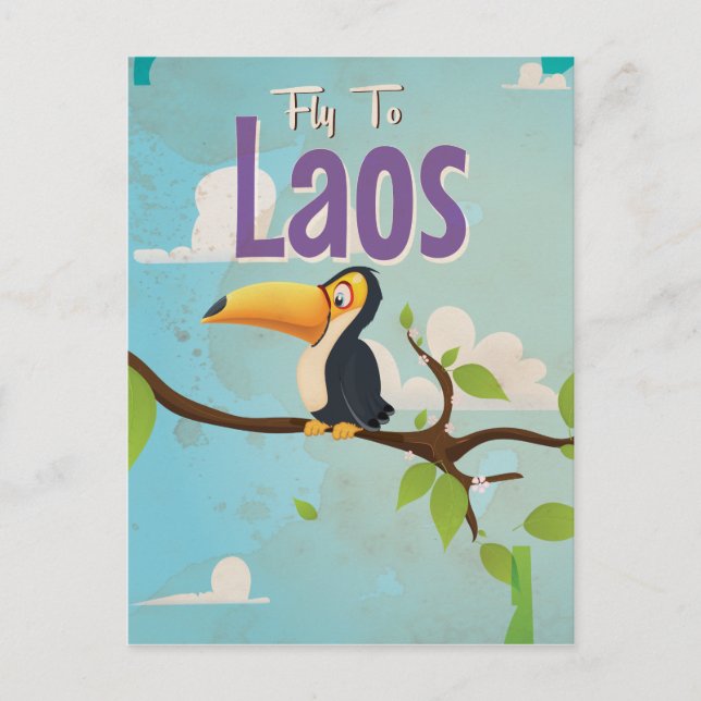 Laos Vintage semesterplakat Vykort (Framsida)